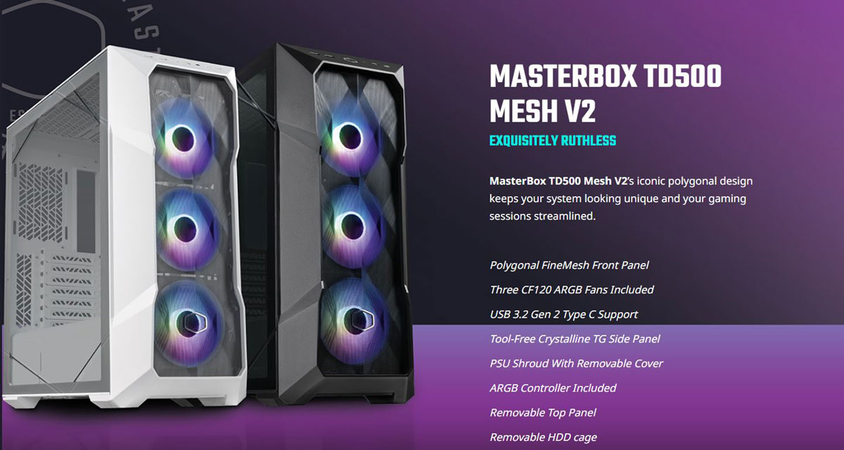 Cooler Master Masterbox TD500 Mesh V2-Black Mid Tower Casing in BD